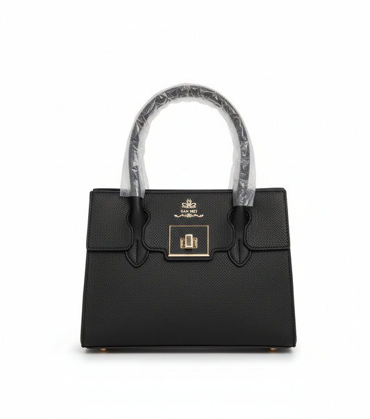 BAN MEI Luxe Totes: Modern Structured Handbags with Distinctive Front Lock & Chic Colors