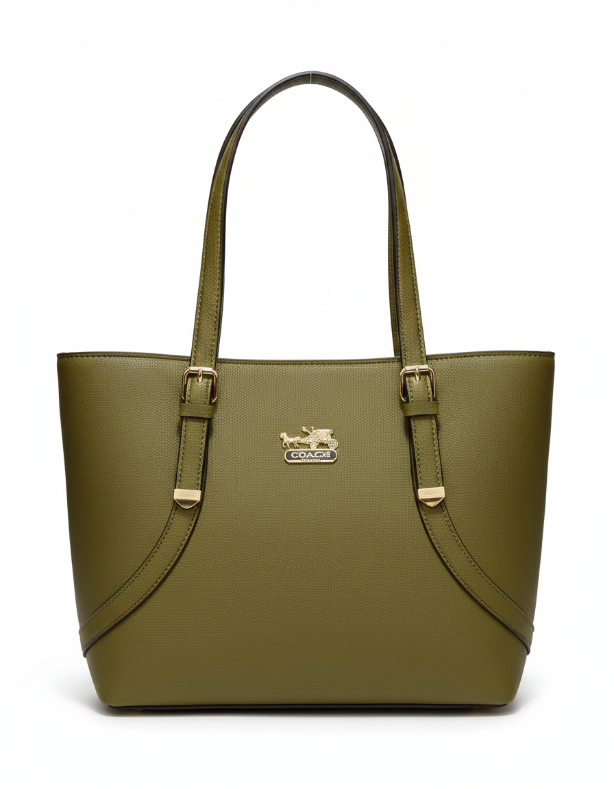 The 'Curved Elegance' Tote: Signature Equestrian Logo Handbag Collection