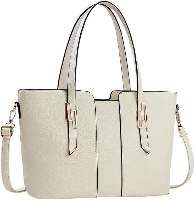 Women's Leather Bags, Large Capacity Office Work Handbags, Top-Handle Bags, Waterproof Simple Tote Bags