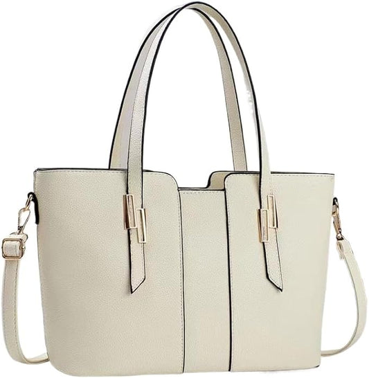 Women's Leather Bags, Large Capacity Office Work Handbags, Top-Handle Bags, Waterproof Simple Tote Bags