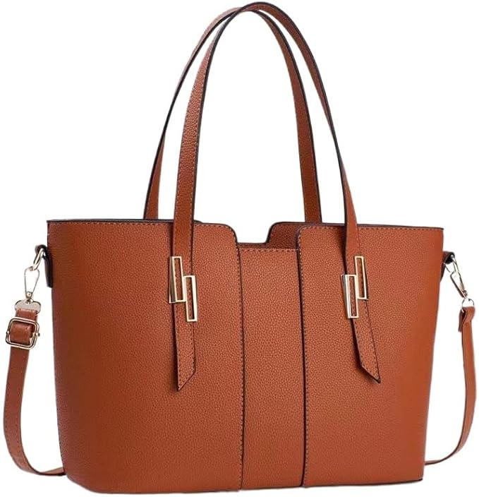 Women's Leather Bags, Large Capacity Office Work Handbags, Top-Handle Bags, Waterproof Simple Tote Bags