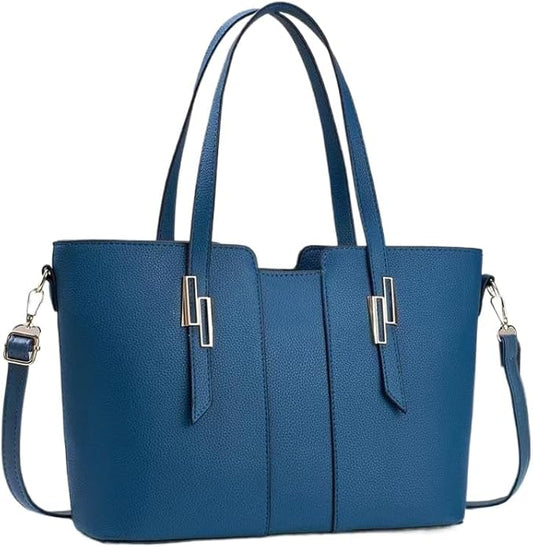 Women's Leather Bags, Large Capacity Office Work Handbags, Top-Handle Bags, Waterproof Simple Tote Bags