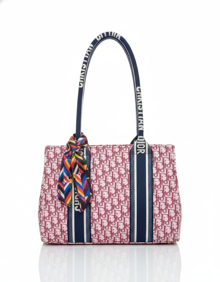Stylish Plaid Tote with Colorful Strap