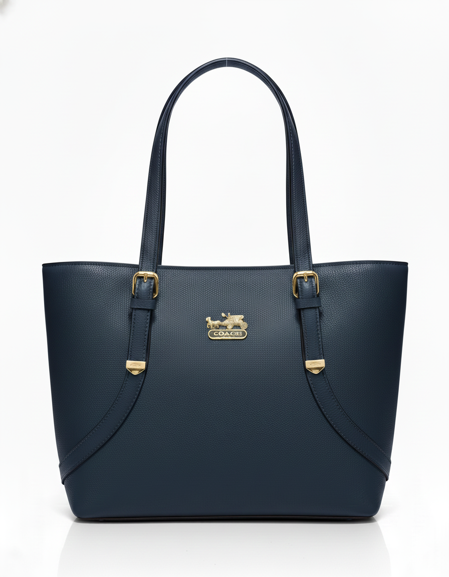 The 'Curved Elegance' Tote: Signature Equestrian Logo Handbag Collection