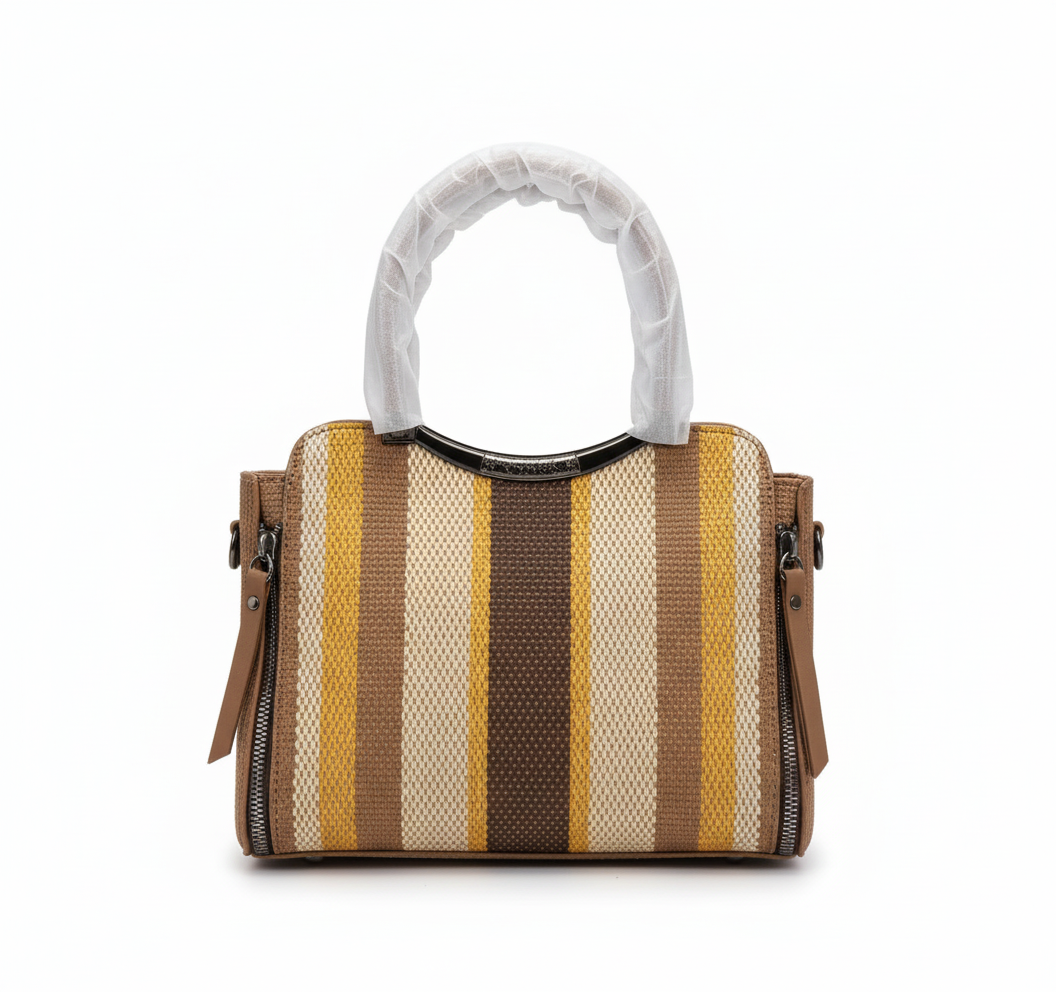 Stylish Striped & Textured Handbags: Structured Totes with Unique Details