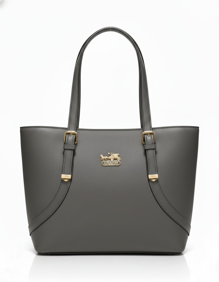 The 'Curved Elegance' Tote: Signature Equestrian Logo Handbag Collection