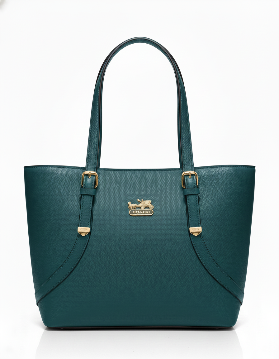 The 'Curved Elegance' Tote: Signature Equestrian Logo Handbag Collection