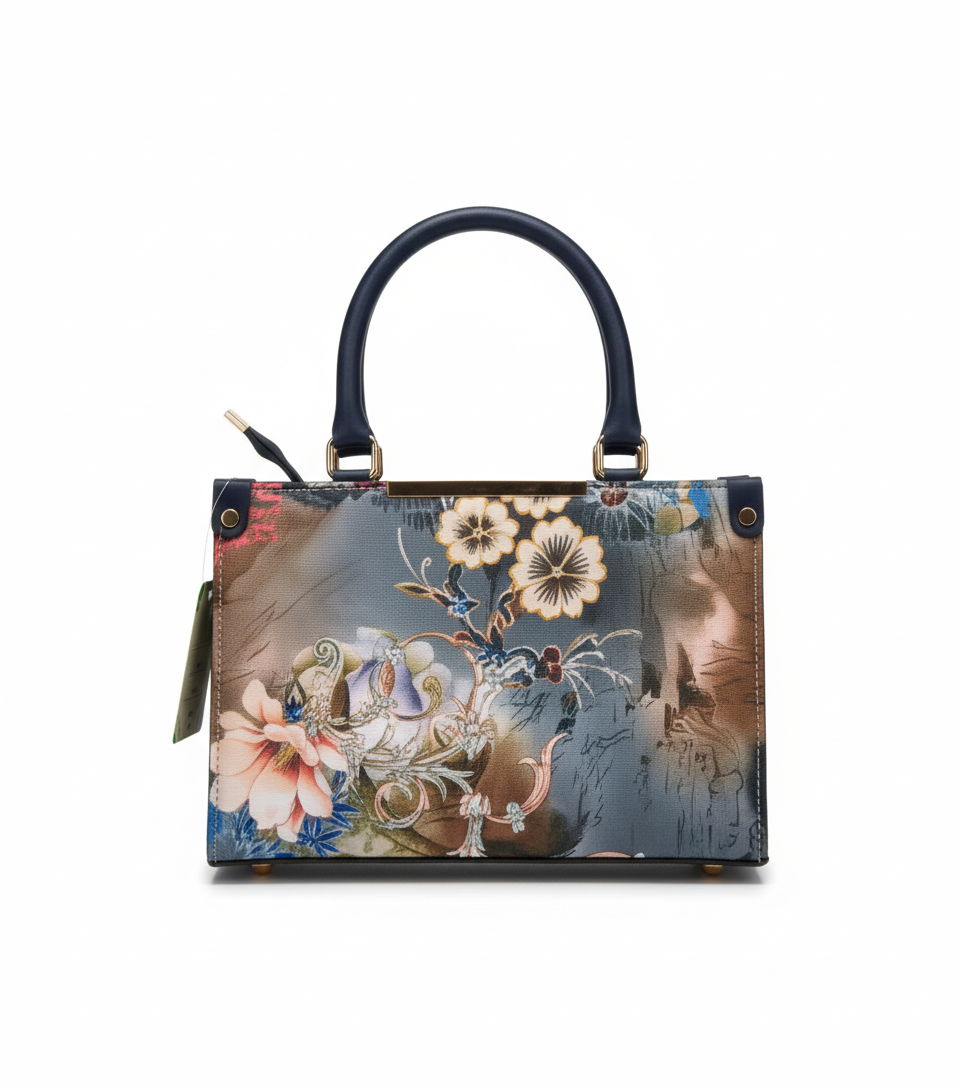 Unique Floral & Patterned Handbags: Structured Totes with Contrast Handles