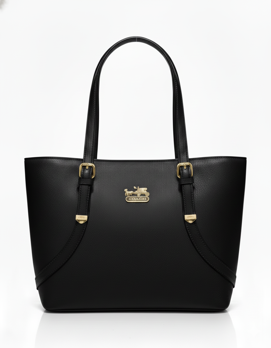 The 'Curved Elegance' Tote: Signature Equestrian Logo Handbag Collection