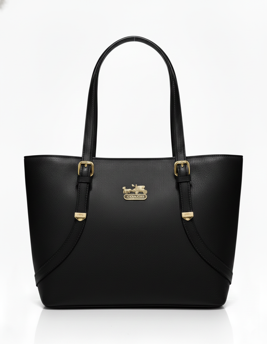 The 'Curved Elegance' Tote: Signature Equestrian Logo Handbag Collection