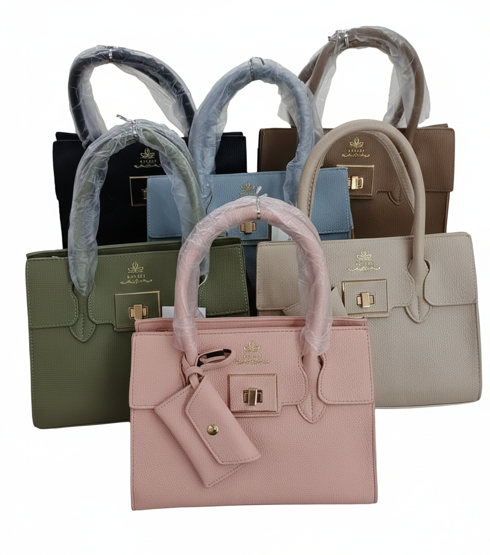 BAN MEI Luxe Totes: Modern Structured Handbags with Distinctive Front Lock & Chic Colors