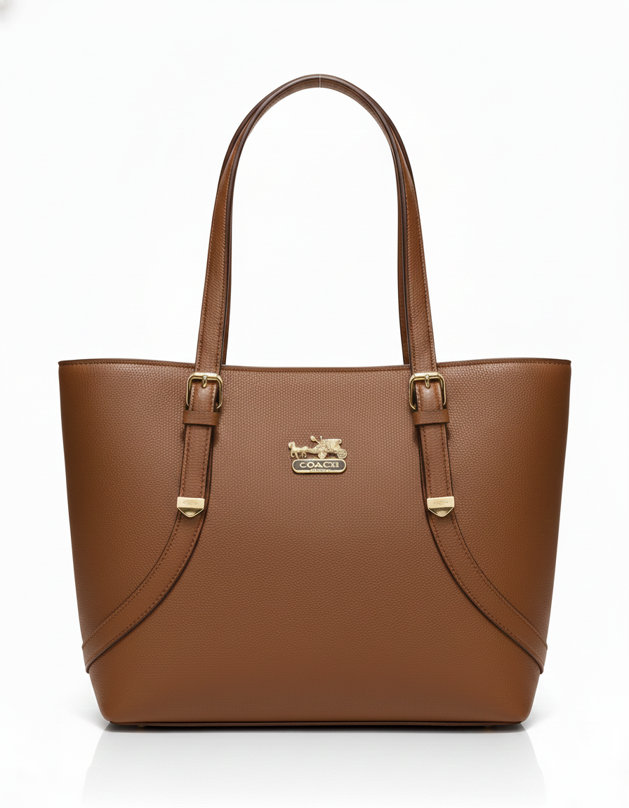 The 'Curved Elegance' Tote: Signature Equestrian Logo Handbag Collection