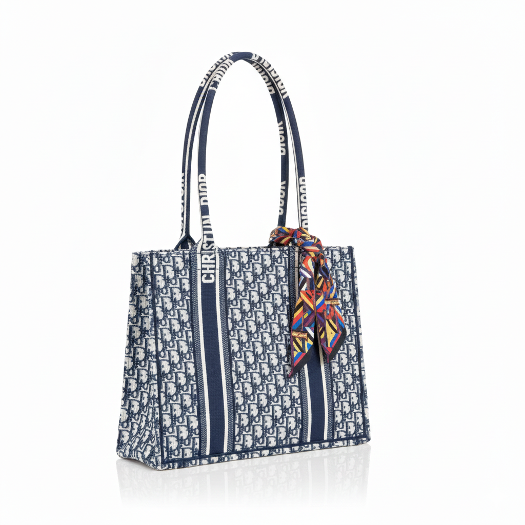 Stylish Plaid Tote with Colorful Strap